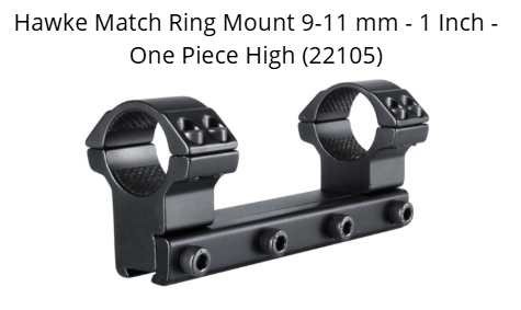 Hawke Match Ring Mount 9-11 mm - 1 Inch - One Piece