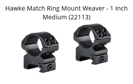 Hawke Match Ring Mount Weaver/Picatinny - 1 Inch