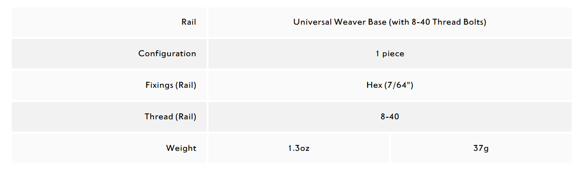 Hawke Universal Weaver Base - with M4 Screws