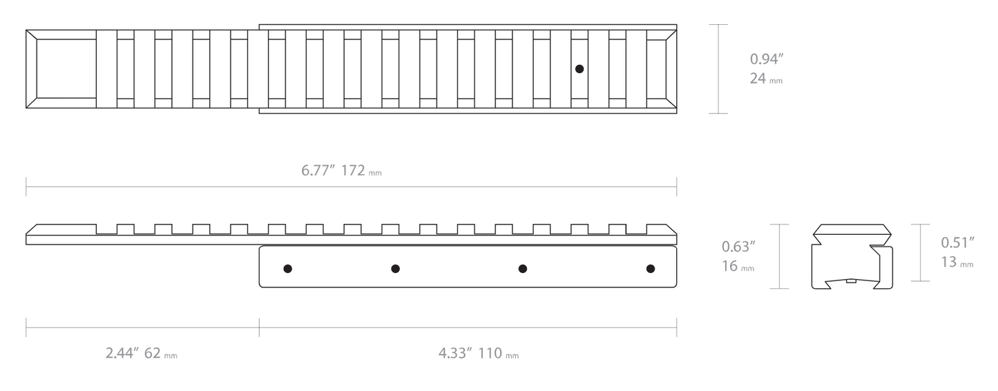 Hawke Adaptor Base - Dovetail to Weaver / Picatinny - One Piece - Extension