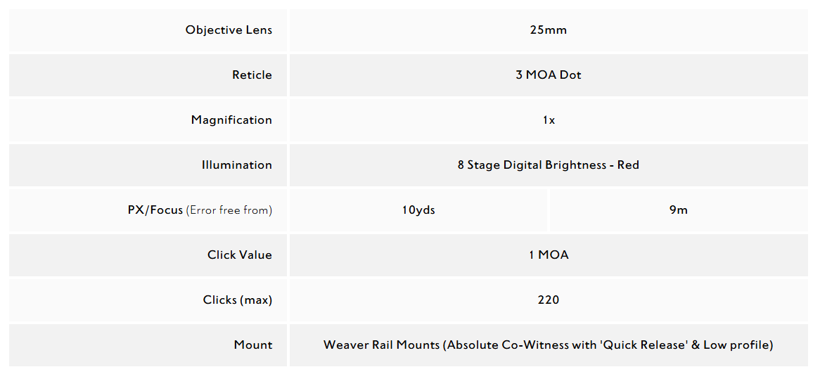 Hawke Endurance Red Dot Sight 1x25 3 MOA / Digital