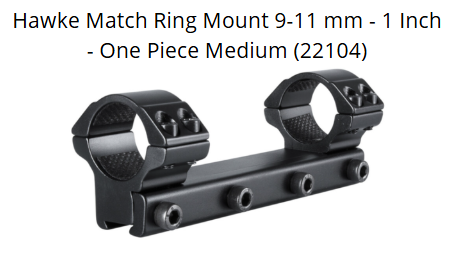 Hawke Match Ring Mount 9-11 mm - 1 Inch - One Piece