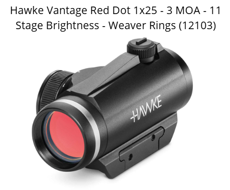 Hawke Vantage Red Dot 1x25 - 3 MOA - 11 Stage Brightness - Weaver Rings