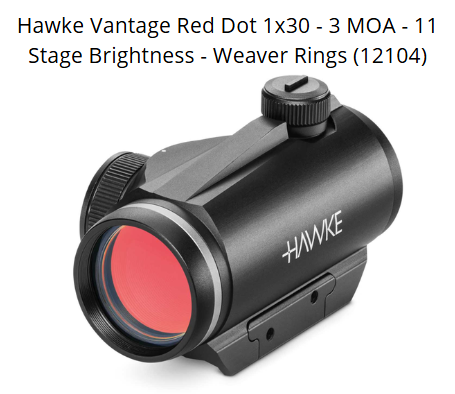 Hawke Vantage Red Dot 1x30 - 3 MOA - 11 Stage Brightness - Weaver Rings