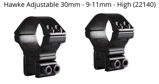 Hawke Adjustable 30mm - 9-11mm - High