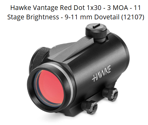Hawke Vantage Red Dot 1x30 - 3 MOA - 11 Stage Brightness - 9-11 mm Dovetail